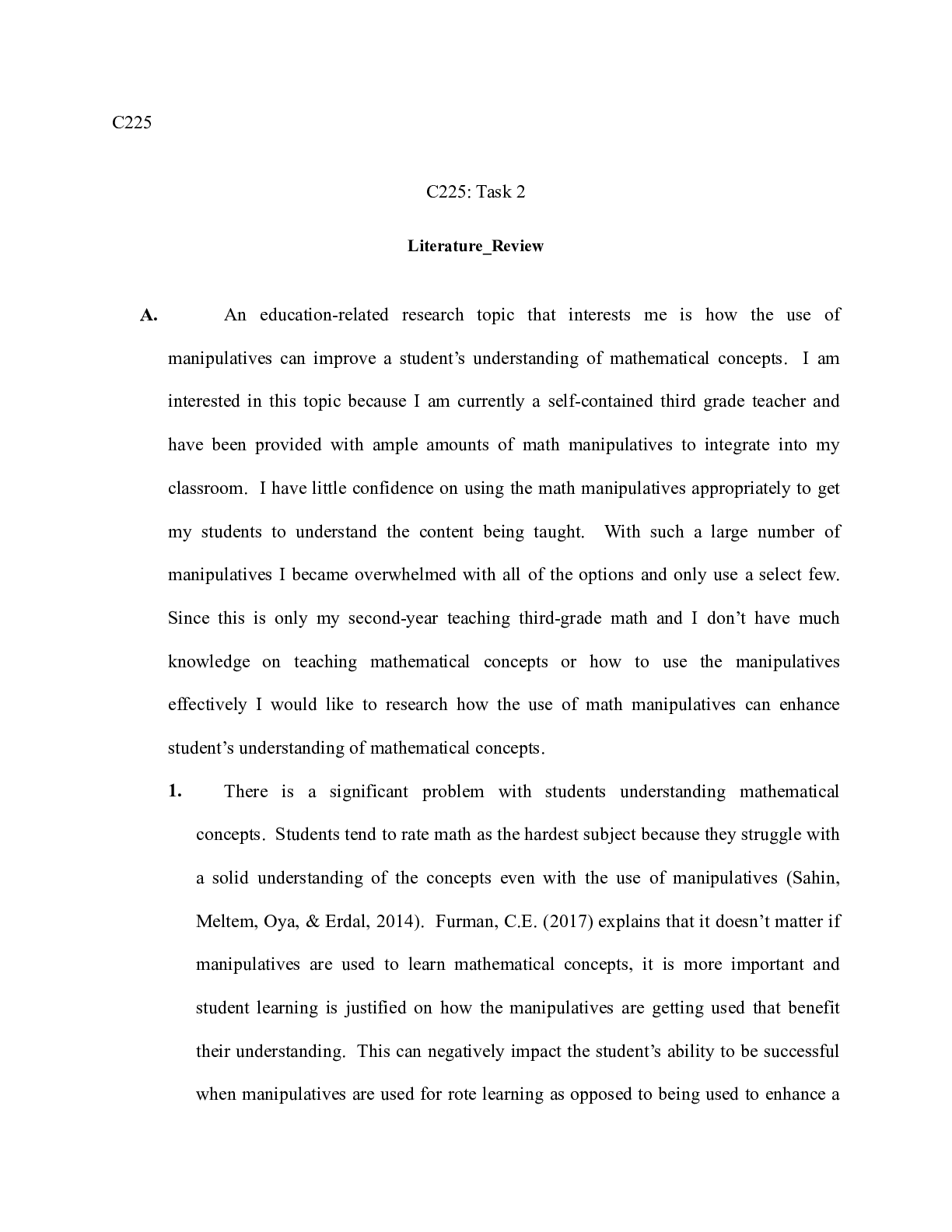 Preview of Literature_Review.docx  C225  C225: Task 2  Literature_Review  A. An education-related res